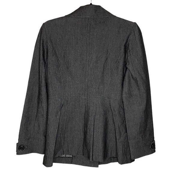 Sandro Jacket Women S Chambray‎ Denim Gray Stretch Double Breasted Empire Waist - Picture 7 of 7